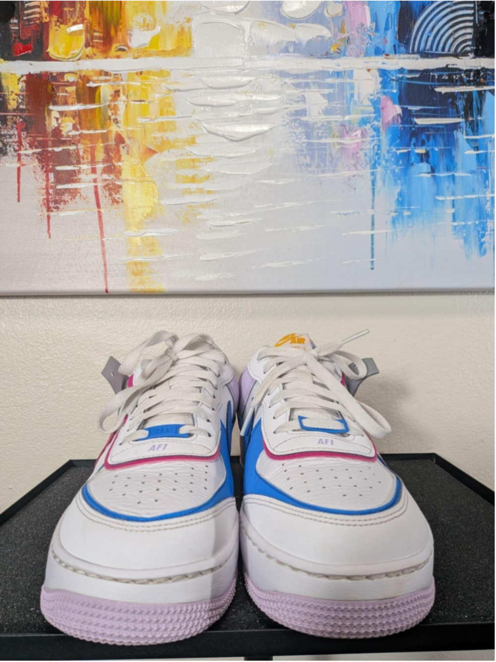Nike Air Force 1 Shadow Shoes Womens Size 11 White Pink Blue Sneakers HF5064-100 - Picture 4 of 9